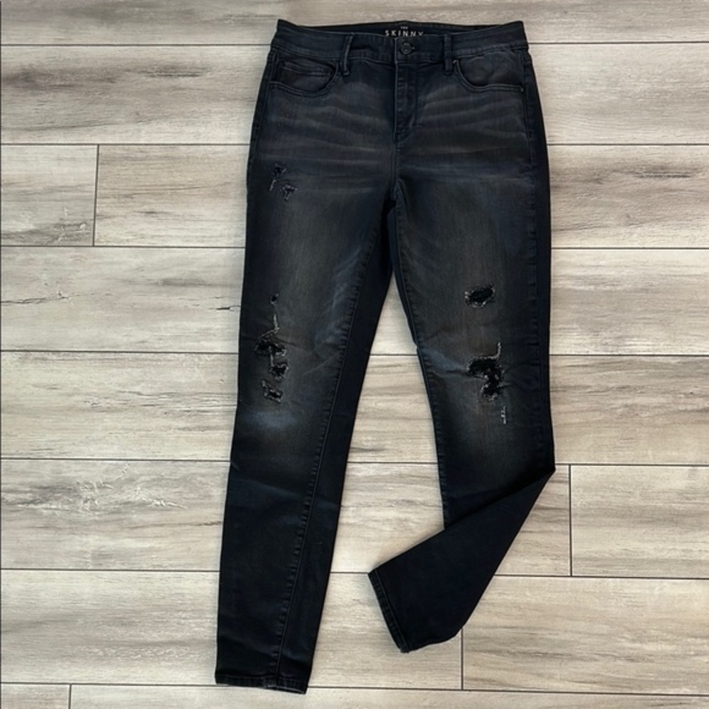 WHBM The Skinny black sequin hole jeans size 6